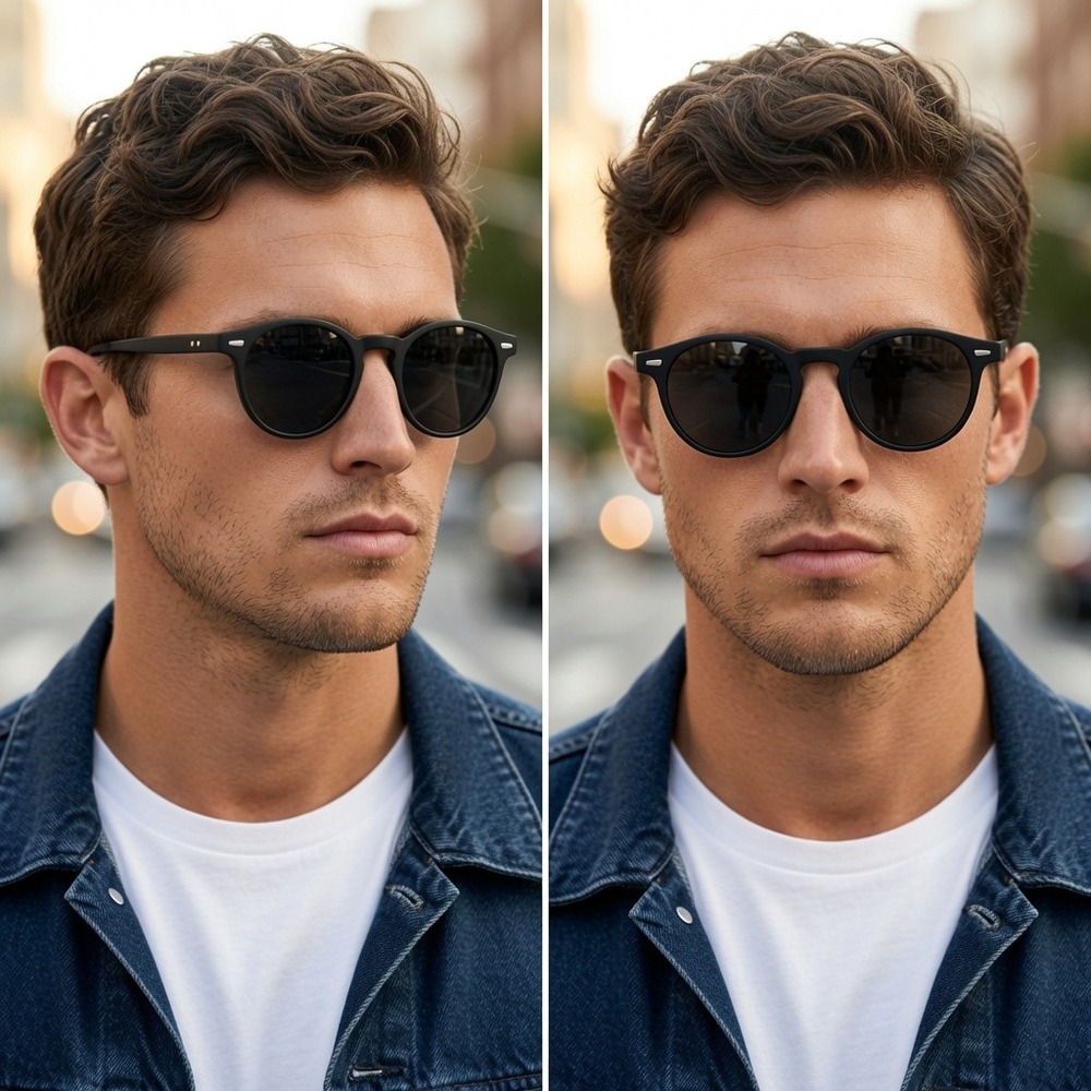 Mens Black Round Sunglasses Retro Classic Vintage Style Shades Sophisticated New